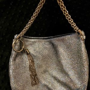 Authentic Jimmy Choo Silver Sparkly Clutch Bag.